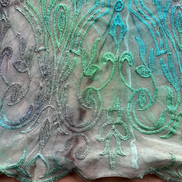 Sheer, multicolored crop top. Size L. Some stains, but still beautiful. - Picture 6 of 9